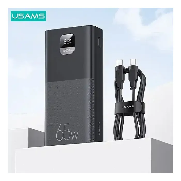 USAMS-AT 65W Yattu Series Fast Charging Kit 30000mAh Power Bank with PD 100W Type-C to Type-C Cable